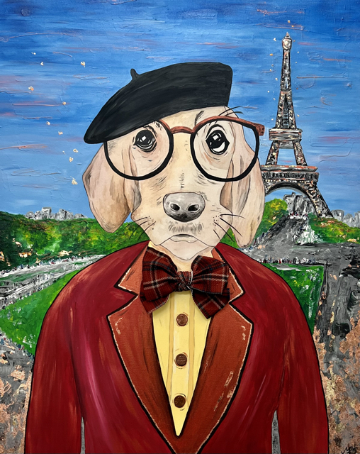 &ldquo;Des the Dachshunds adventures in Paris&rdquo;
$230,
61cm x 76cm