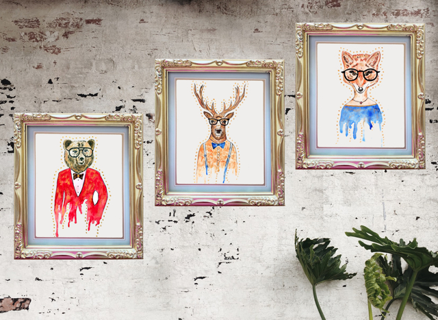 &ldquo;Forest Creatures&rdquo; (Set of 3)
$315,
27.5cm x 32.5cm (per individual piece including frame)
