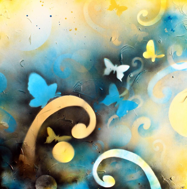 &ldquo;Golden Trail of Flutterbyes&rdquo;
$399,
102cm x 102cm