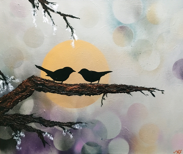 &ldquo;Love Birds&rdquo;, 
$199,
61cm x 50.7