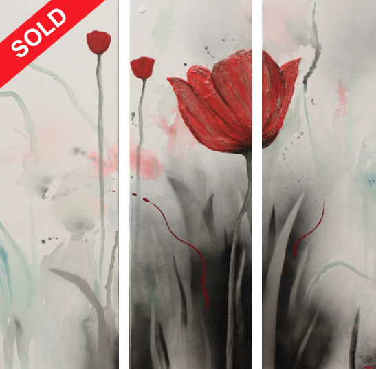 &ldquo;Amongst a Tulip Haze&rdquo;, 
$350 SOLD
30.5 x 91cm (each canvas)