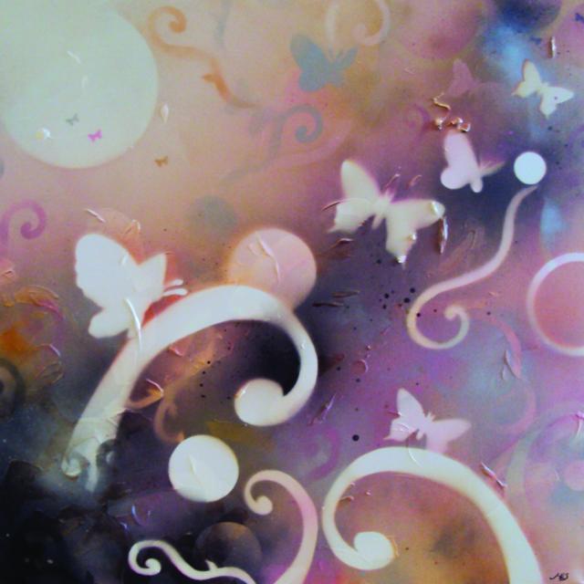 &ldquo;Tropical Flutterbyes&rdquo;, 
$220, SOLD
1m x 1m